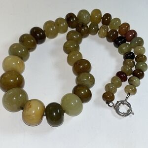 Necklace Natural Quartz Agate Tourmaline Graduated Gemstones Hi Polish 925 Clasp
